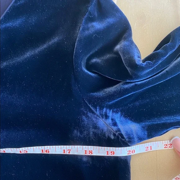 Lafayette 148 New York Blue Velvet Long Sleeve Mini Dress Size M Evening Party - Picture 9 of 10